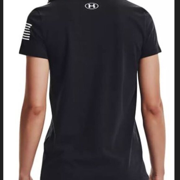 Under Armour Women's T-Shirt L Freedom Flag Tee Black Short Sleeve Independence - Picture 2 of 5